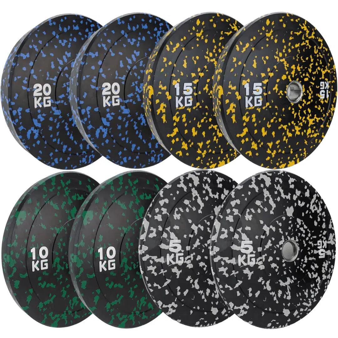 100kg Weight Set of Flecked Bumper Plates | Package Options weight plates Sprung Gym Flooring 100kg Plate Set