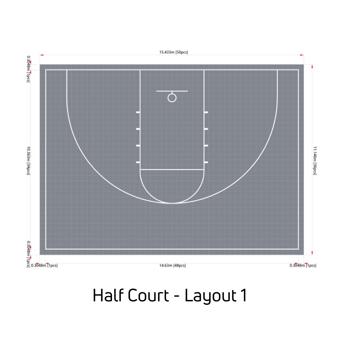 Basketball Court Flooring System - Half Court | Includes Court Markings