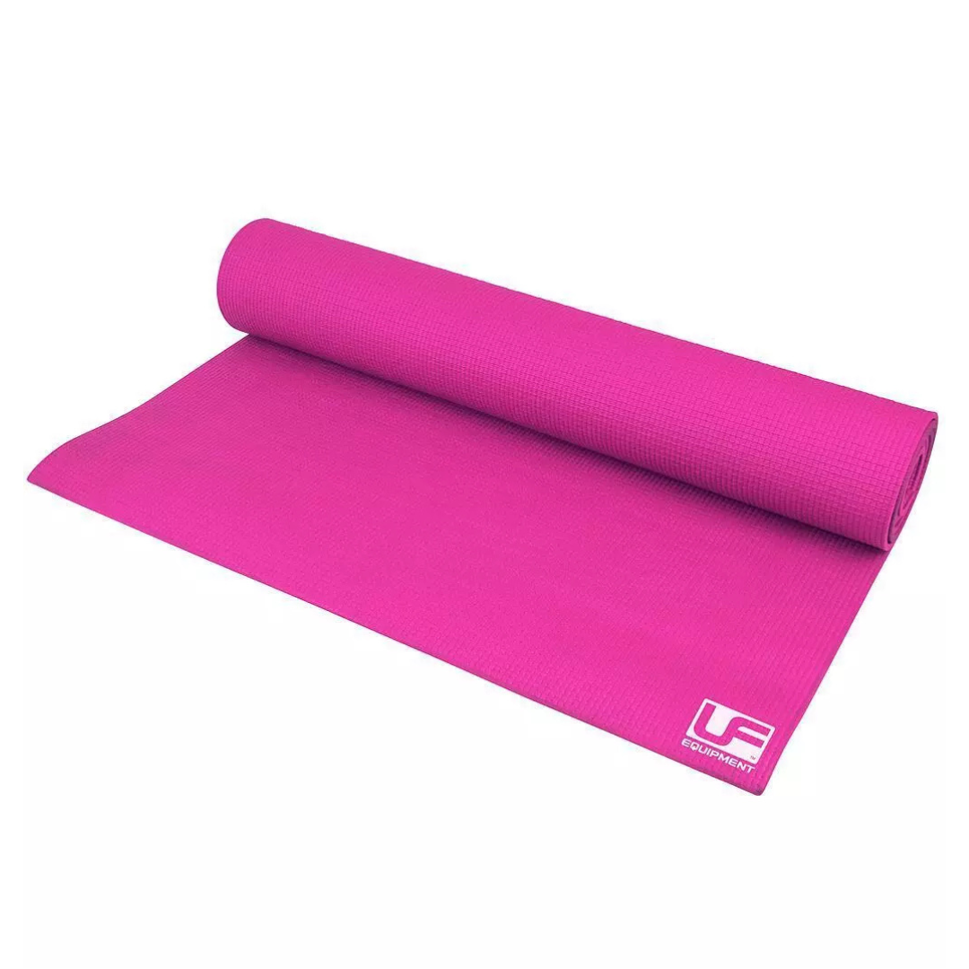 Yoga Mats with Shoulder Strap - 4mm - 5 Colours Sprung Gym Flooring Pink