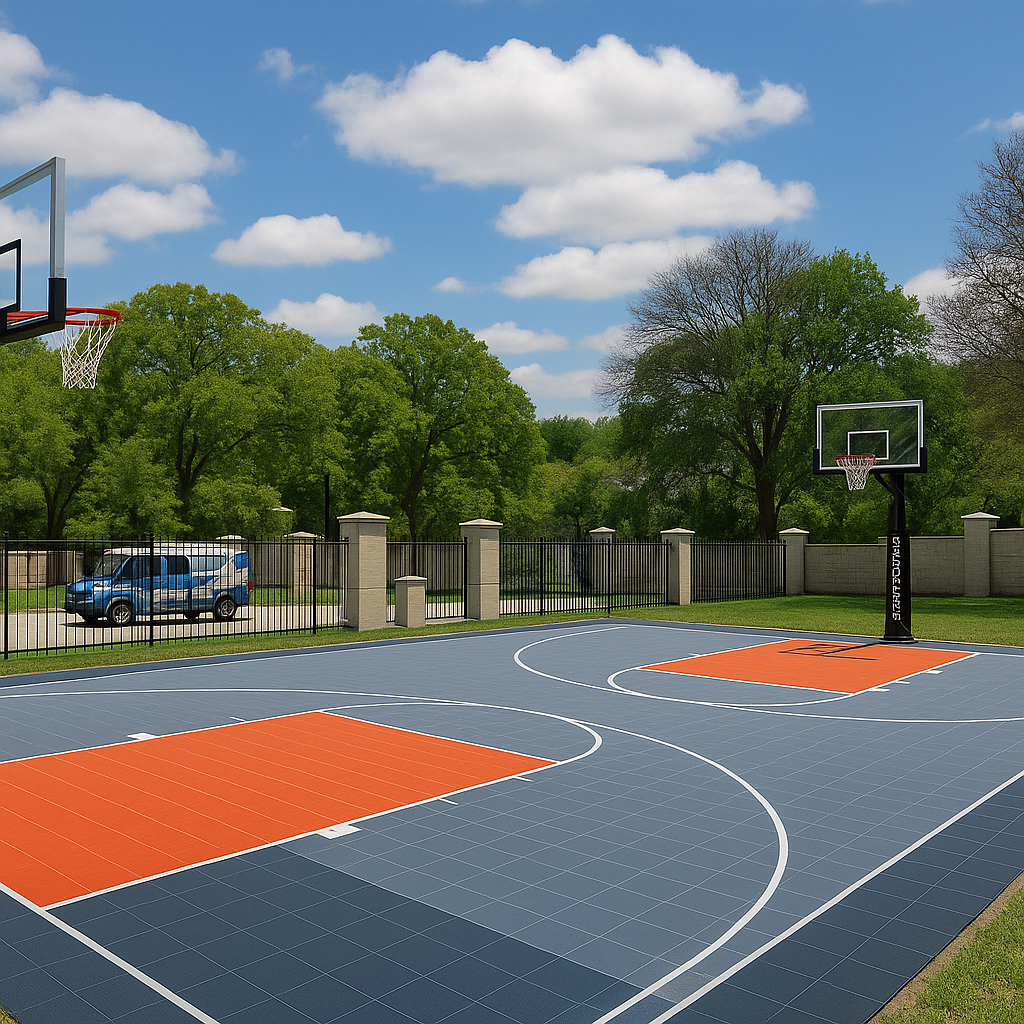 Basketball Court Flooring System - Half Court | Includes Court Markings Sprung Gym Flooring