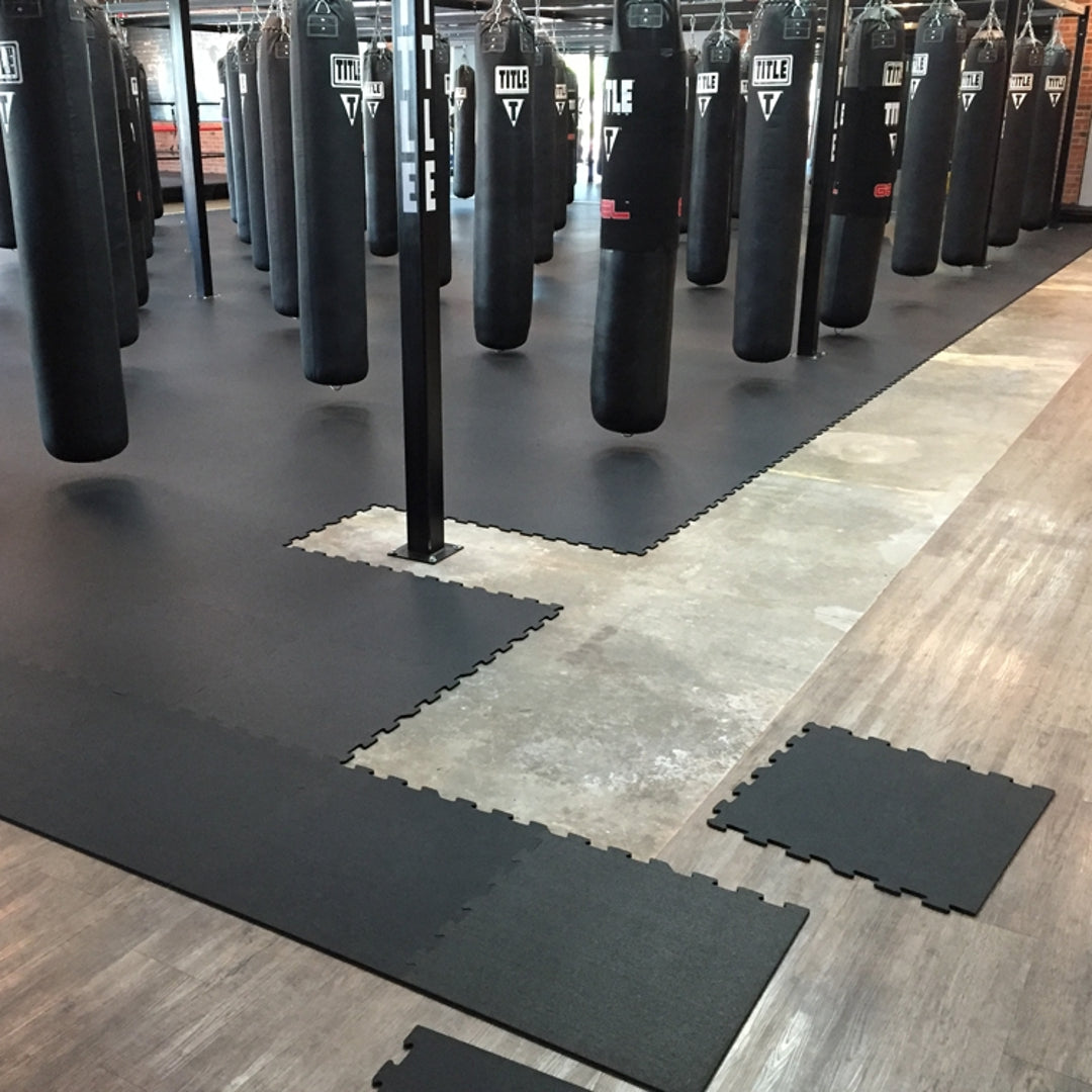 Black Puzzle Interlocking Gym Floor Mats Jigsaw Mats 8mm