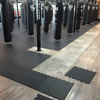 Thumbnail for Black Puzzle Interlocking Gym Floor Mats Jigsaw Mats - 15mm
