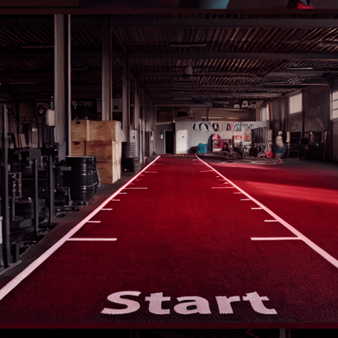 SPECIAL OFFER Ex Supplier Stock Sprint Track Turf with Numbers - 10m x 2m - Brick Red sprint track SuperStrong Fitness