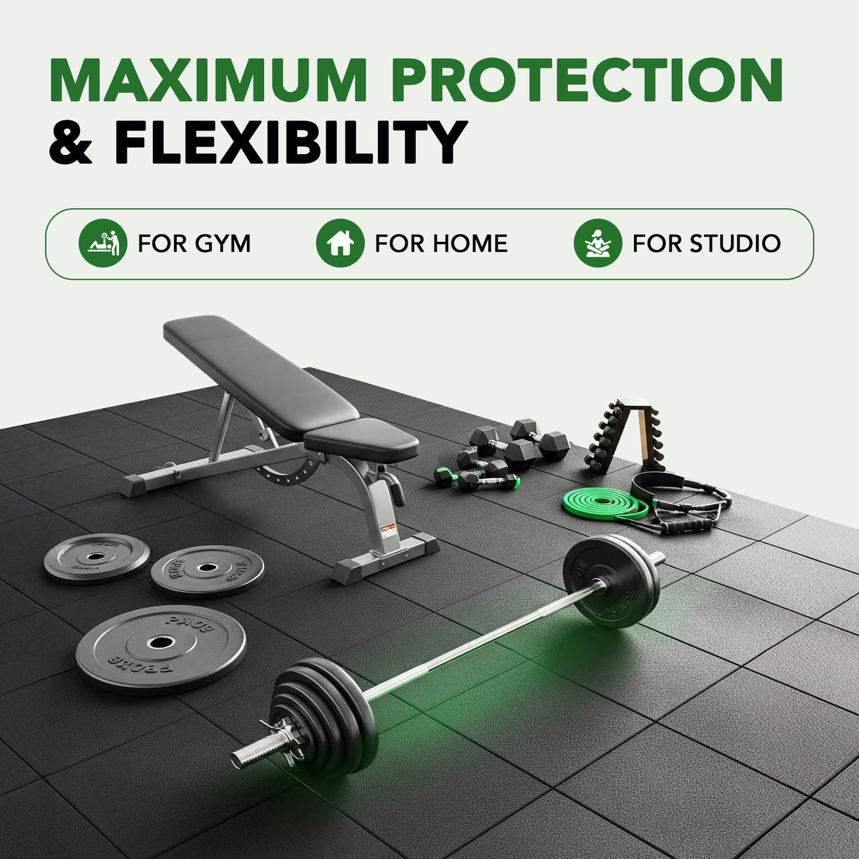 53mm Sprung PRO Rubber Anti-Shock Gym Mats