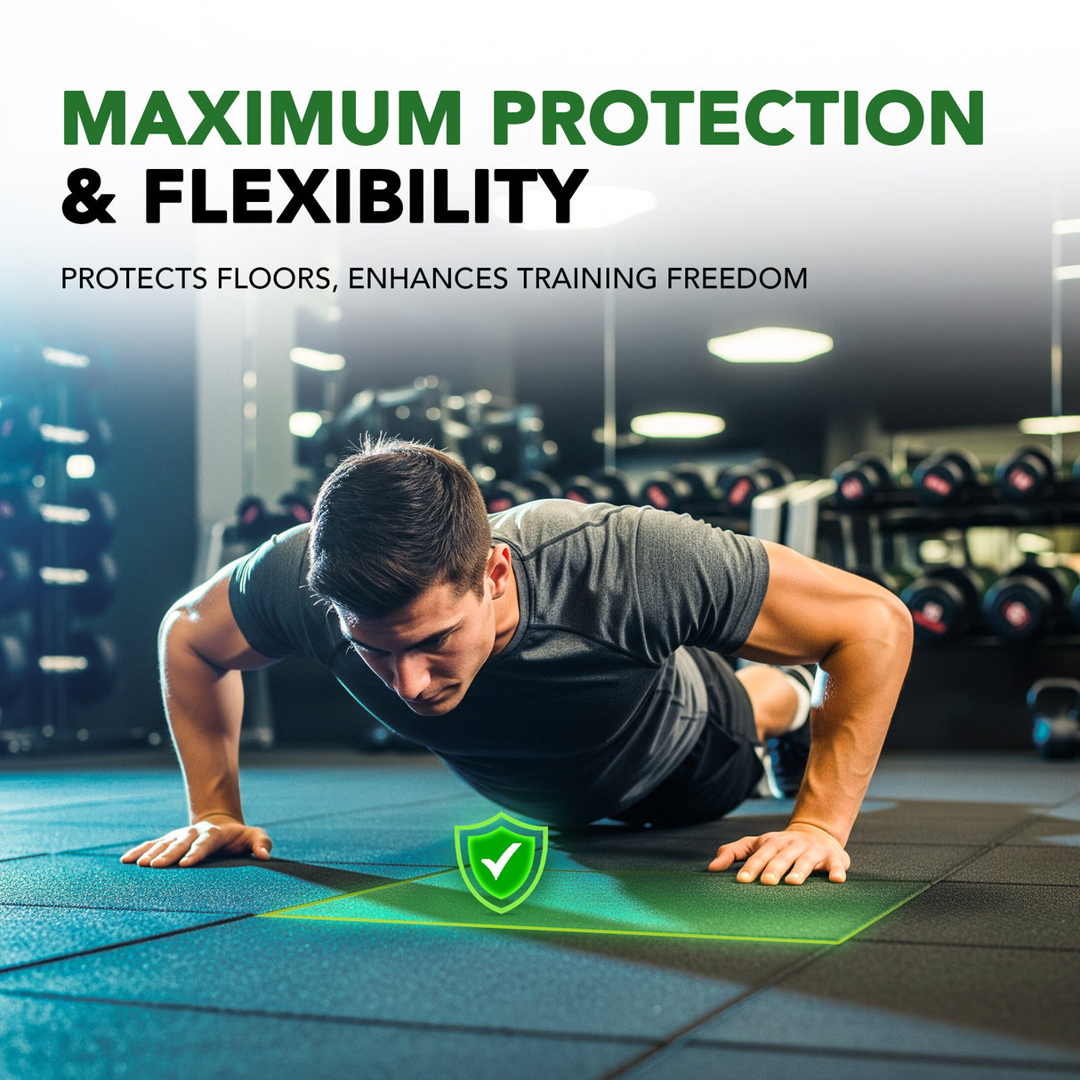 63mm Sprung PRO Gym Anti-Shock Flooring Tile - Max Weight Drop 350KG