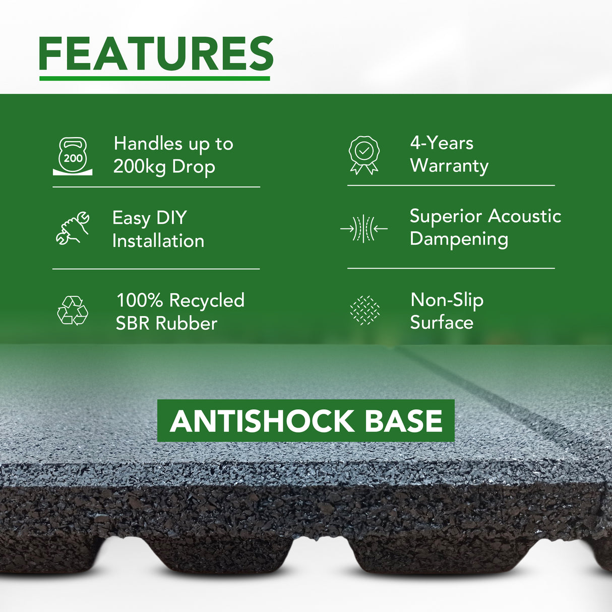 30mm Sprung PRO Anti-Shock Gym Floor Tile