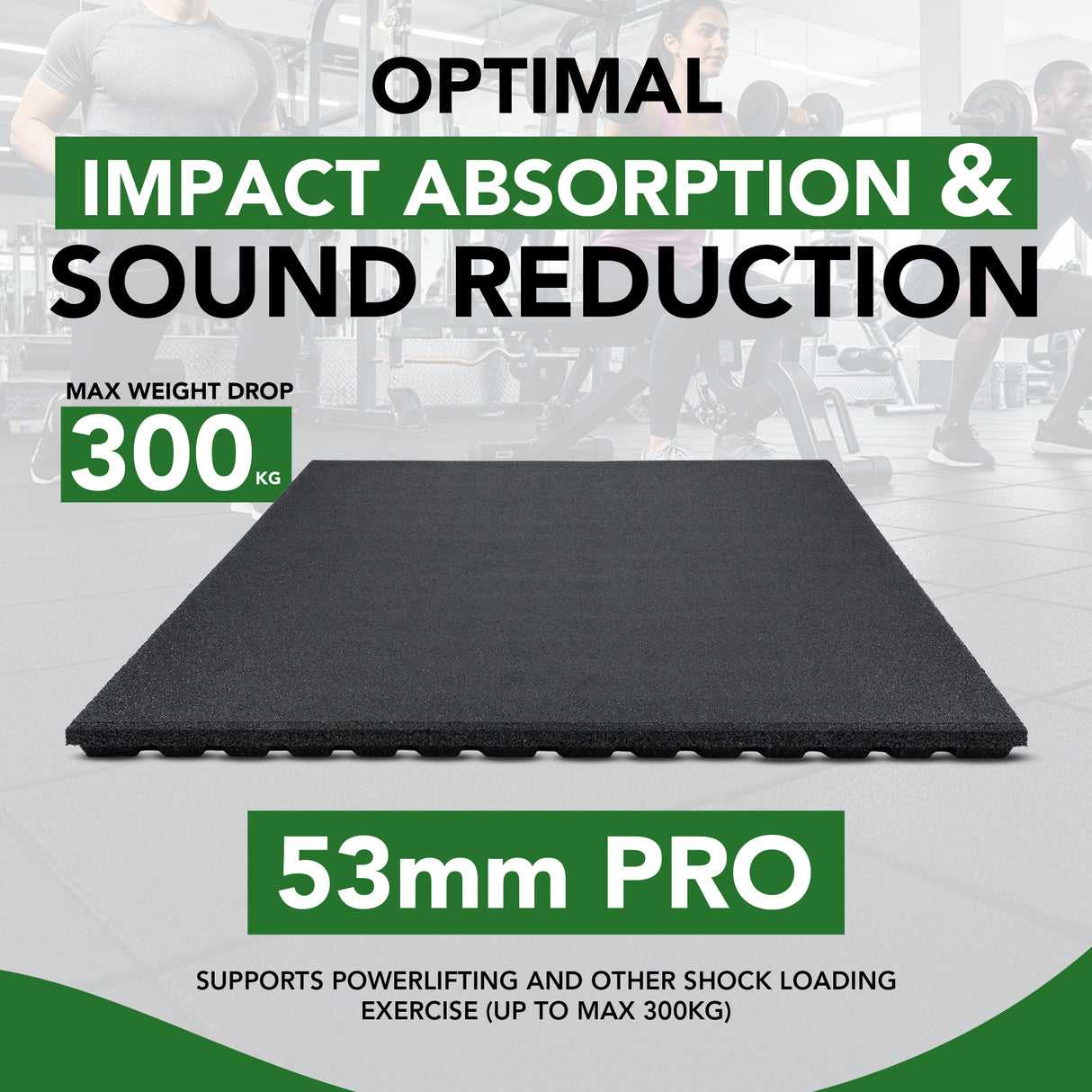 53mm Sprung PRO Rubber Anti-Shock Gym Mats