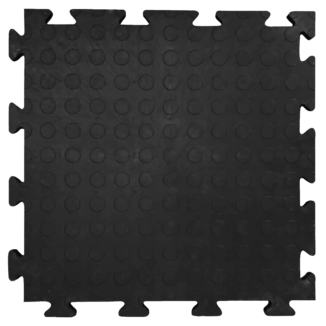Black Vinyl Industrial Flooring Tiles | Pennylock, 495mm x 495mm x 12mm Thick Sprung Gym Flooring Black