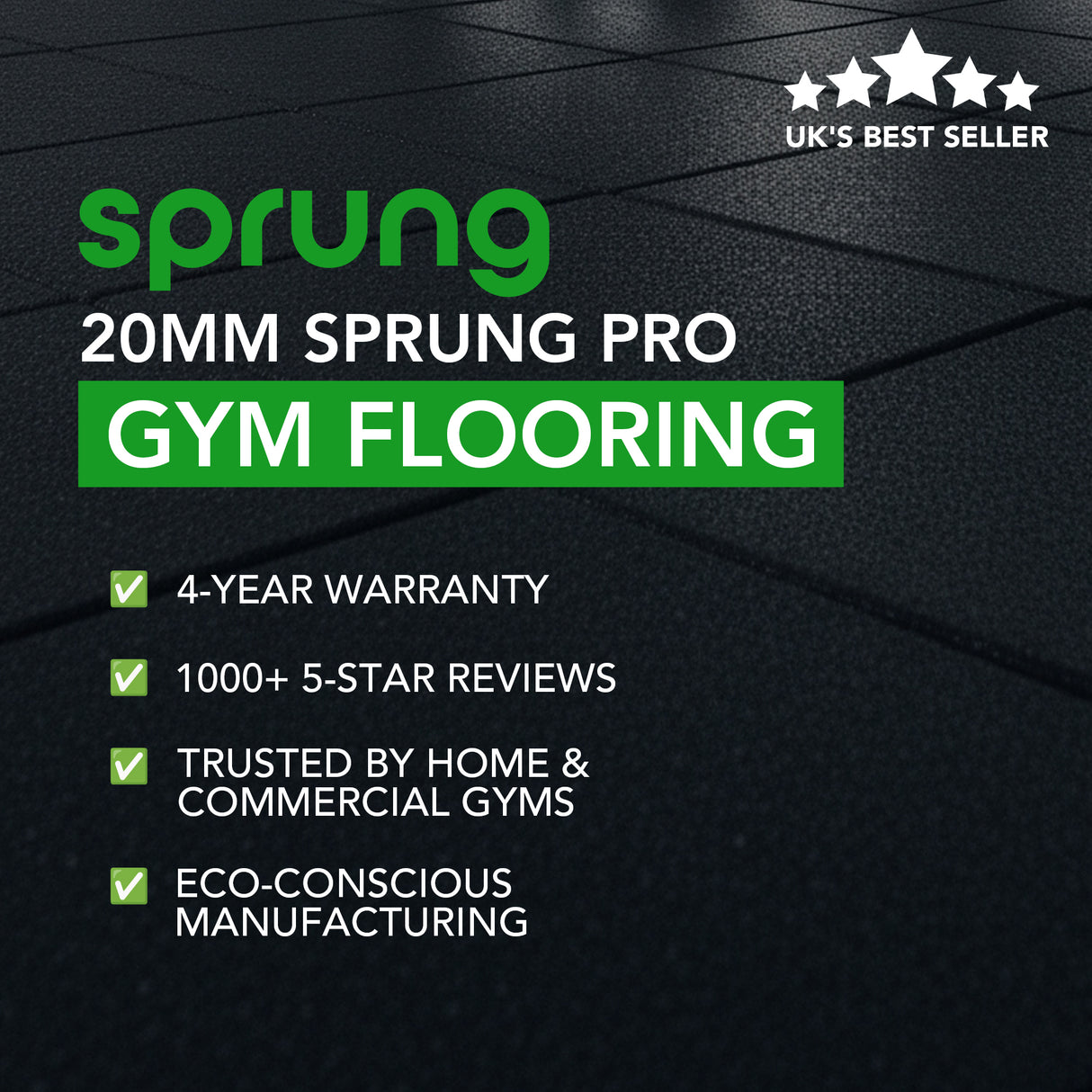 20mm Rubber PRO Gym Flooring | Heavy-Duty, Smooth Top Surface – UK’s Highest Rated