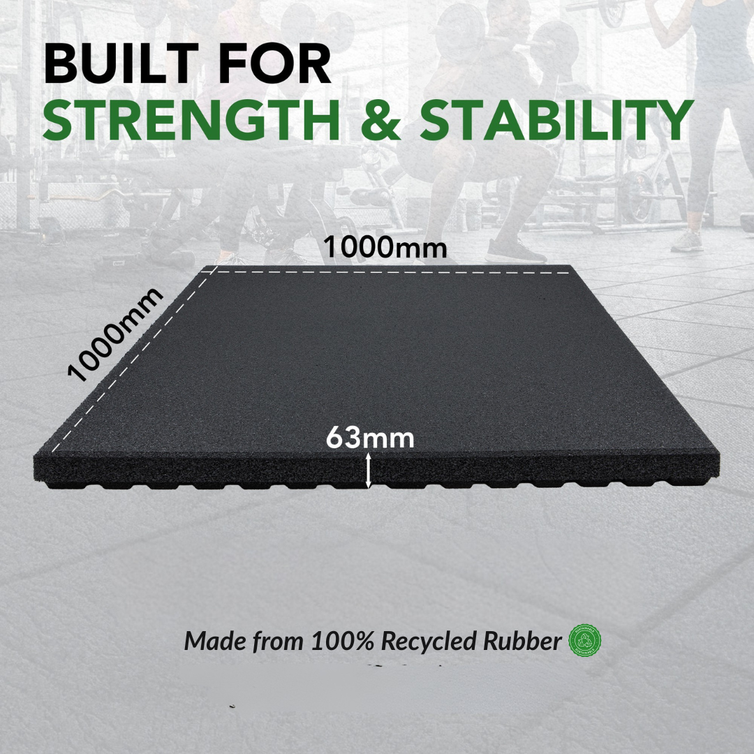 63mm Sprung PRO Gym Anti-Shock Flooring Tile - Max Weight Drop 350KG
