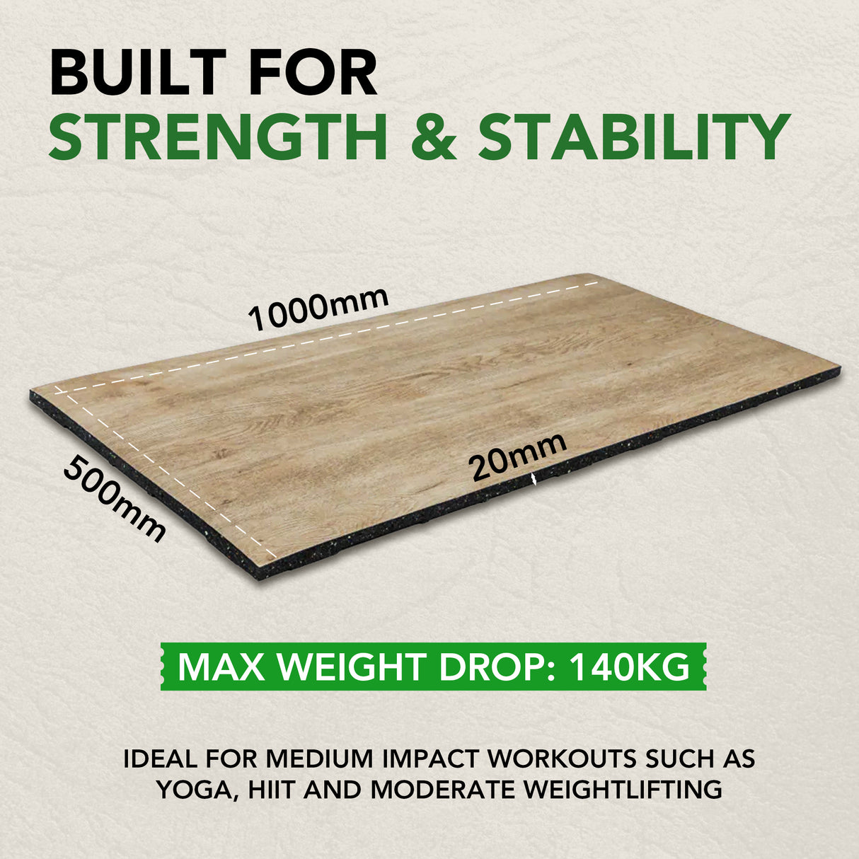 Sprung Konnecta Wood Effect Premium Gym Flooring Mats - 20mm