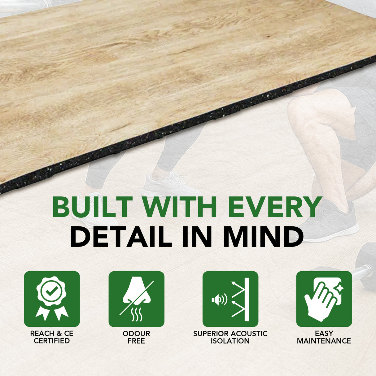 Sprung Konnecta Wood Effect Premium Gym Flooring Mats - 20mm