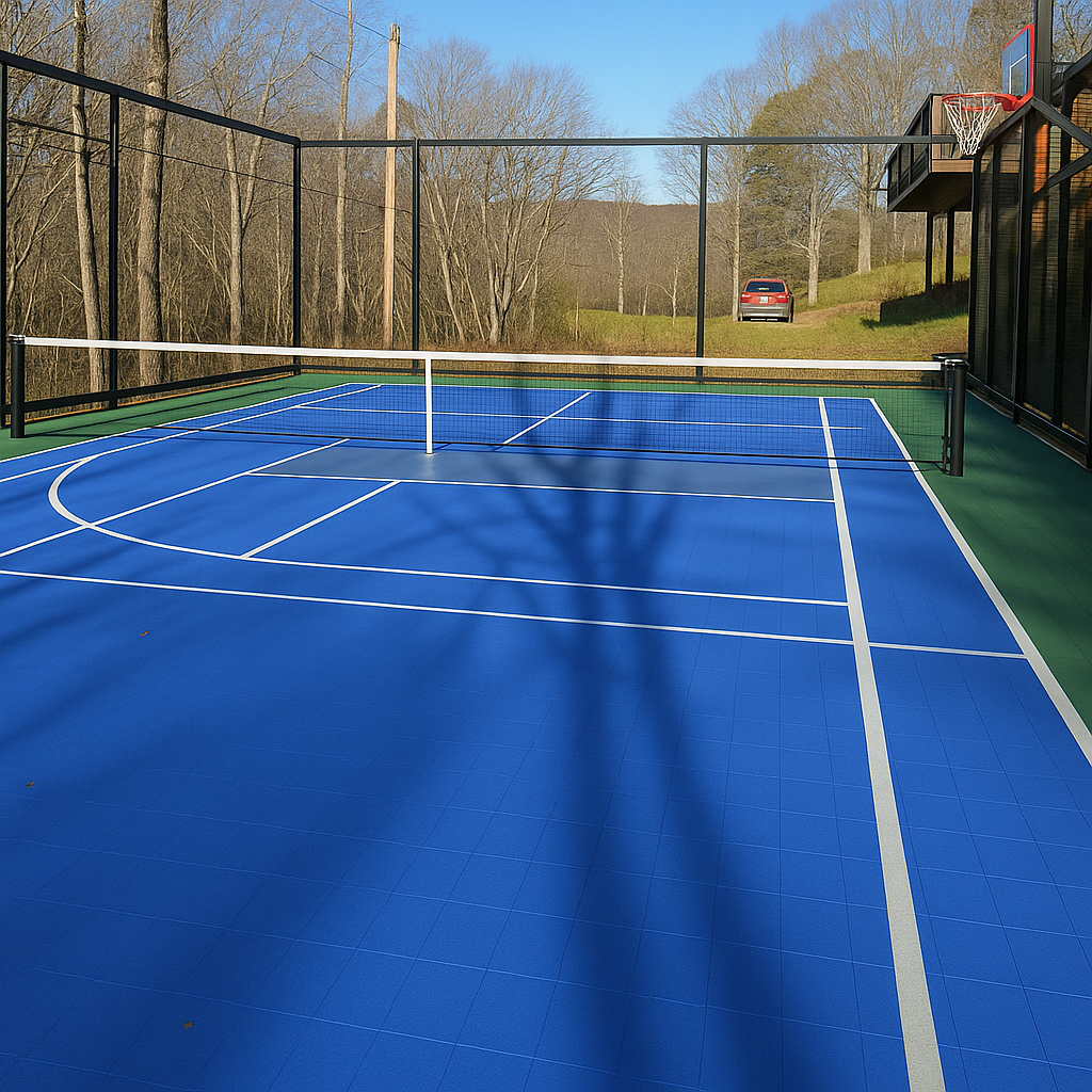 Tennis Court System (Singles) | Includes Court Markings Sprung Gym Flooring