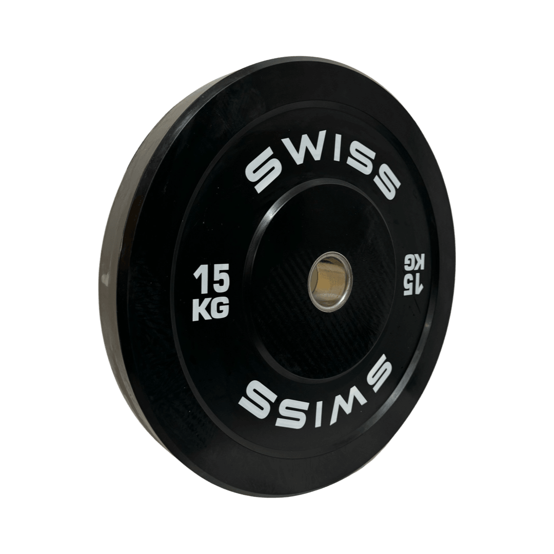 Black Bumper Plates - Swiss Free Weights SuperStrong Fitness 2 x 15kg
