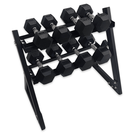 Hex Dumbbells Dumbbells SuperStrong Fitness 5kg, 7.5kg, 10kg and 15kg Pairs + Rack