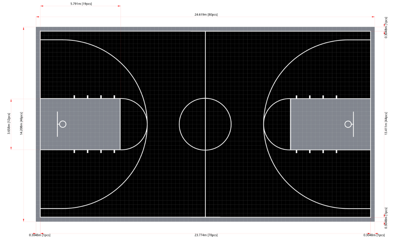 Basketball Court System - Full Court | Includes Court Markings