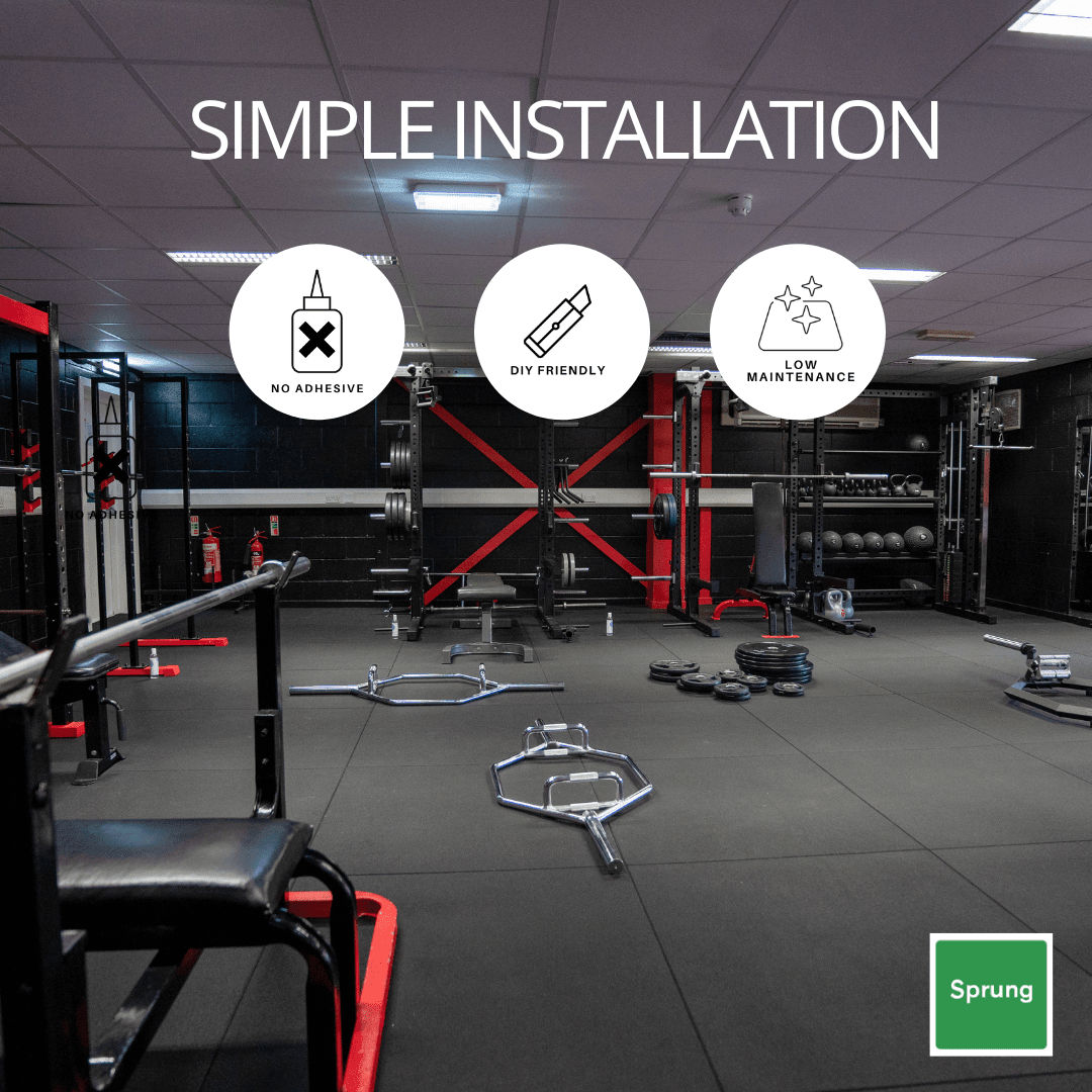 15mm Sprung PRO Gym Flooring - Sprung Rubber Heavy Duty GYM FLOORING GymFloors
