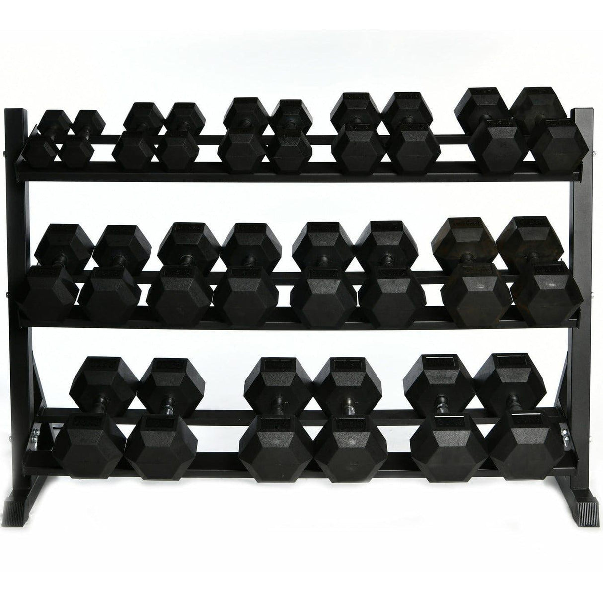 Hex Dumbbell Set 2.5kg-30kg. 12 pairs increments of 2.5kg Dumbbells SuperStrong Fitness With Rack