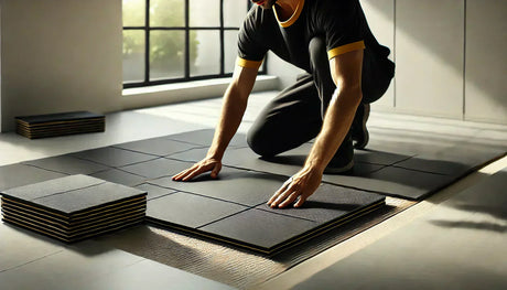 man laying tiles