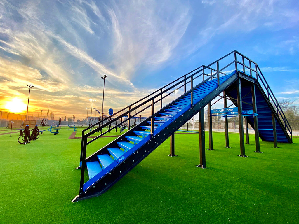 Functional Fitness Staircase on Outdoor Gym Turf