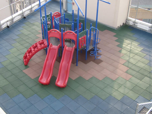 Transform Your Rooftop Playground with Minecraft-Inspired Coloured Tiles