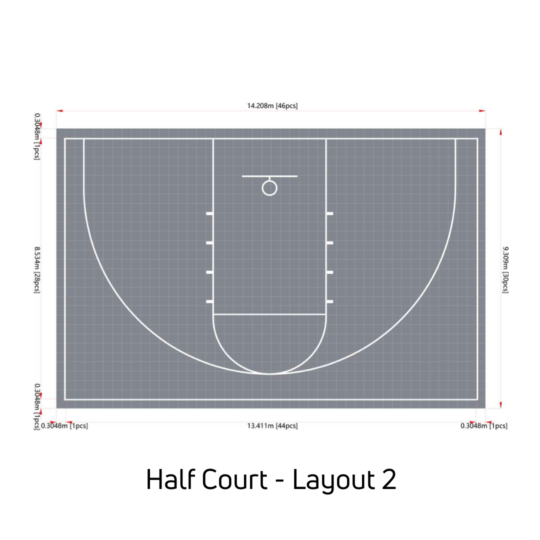 Basketball Court Flooring System - Half Court | Includes Court Markings