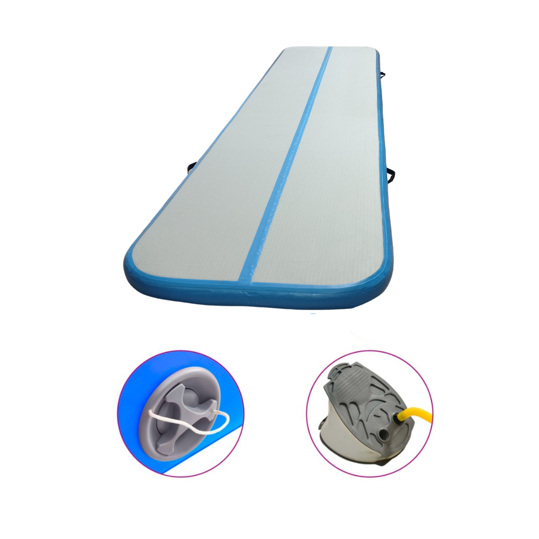 Air Track Inflatable Gymnastics Mat with Pump - 400x100cm - Blue- FREE SHIPPING