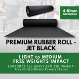 Jet Black Rubber Mat Roll - 10m² Gym Flooring Solution
