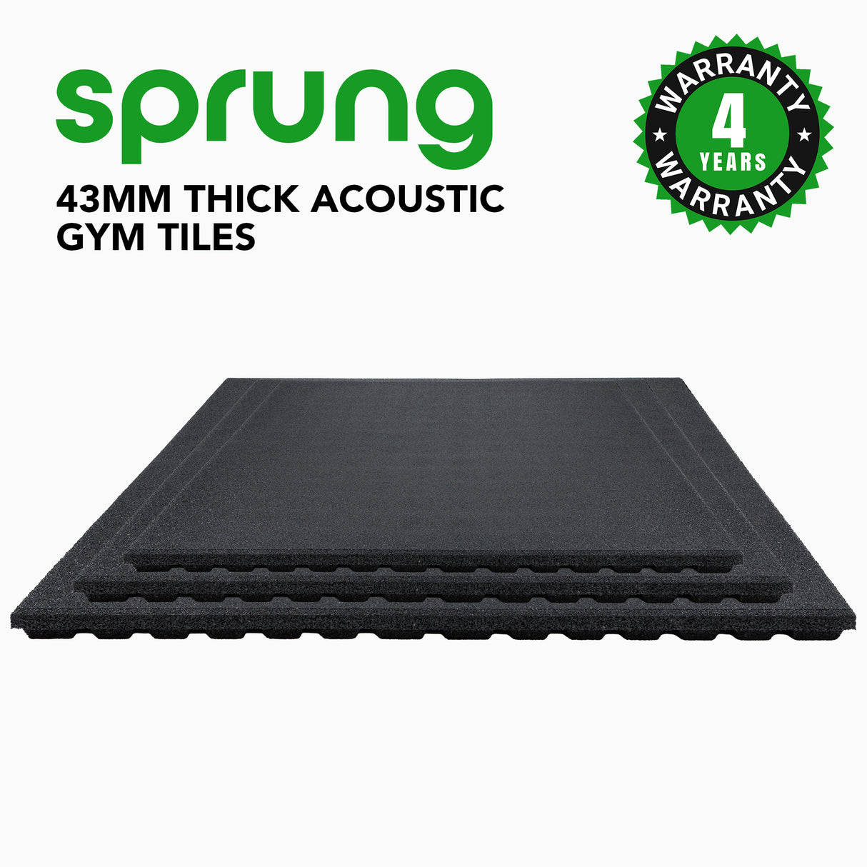 43mm Sprung PRO Rubber AntiShock Gym Flooring Tile