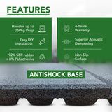 43mm Sprung PRO Rubber AntiShock Gym Flooring Tile