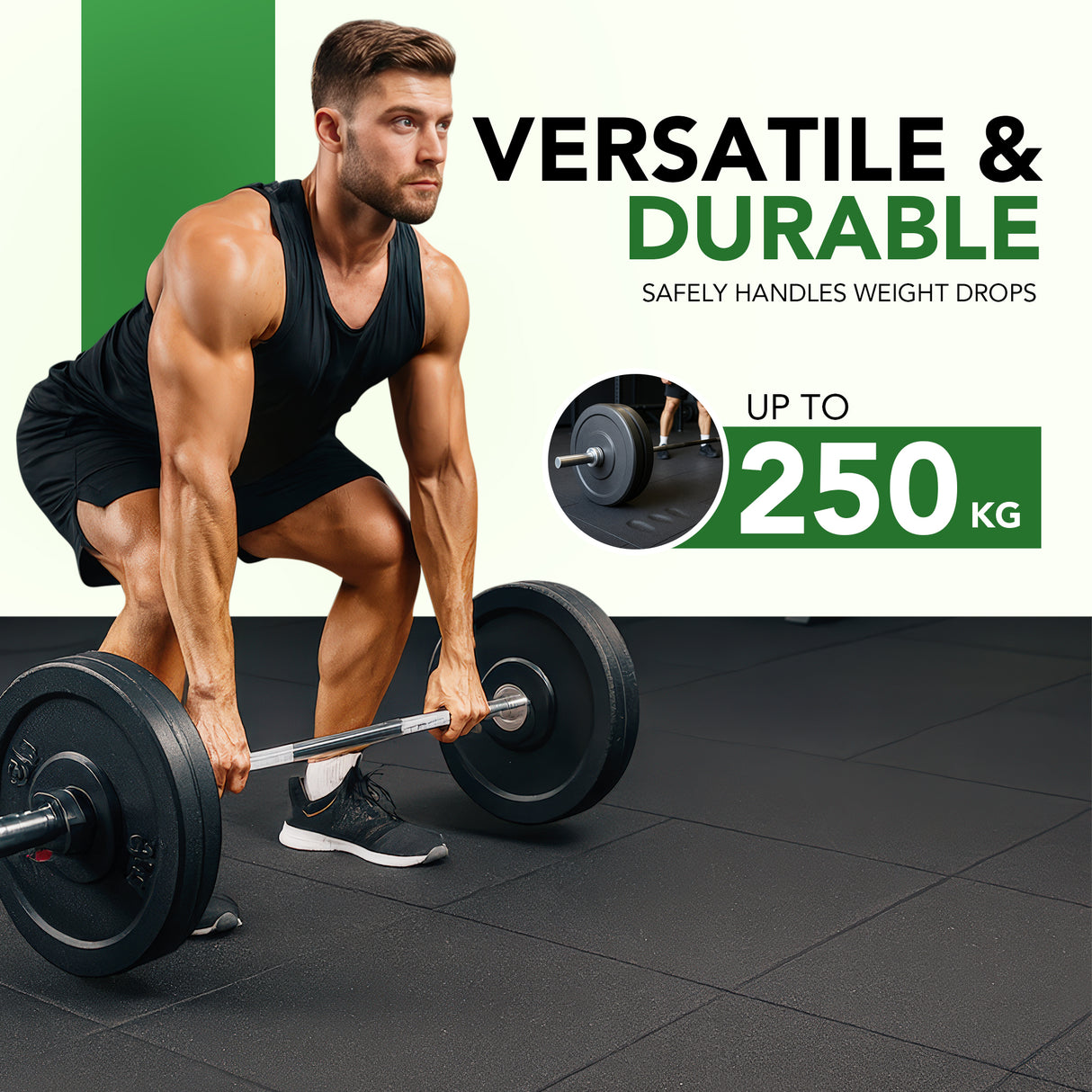 43mm Sprung PRO Rubber AntiShock Gym Flooring Tile