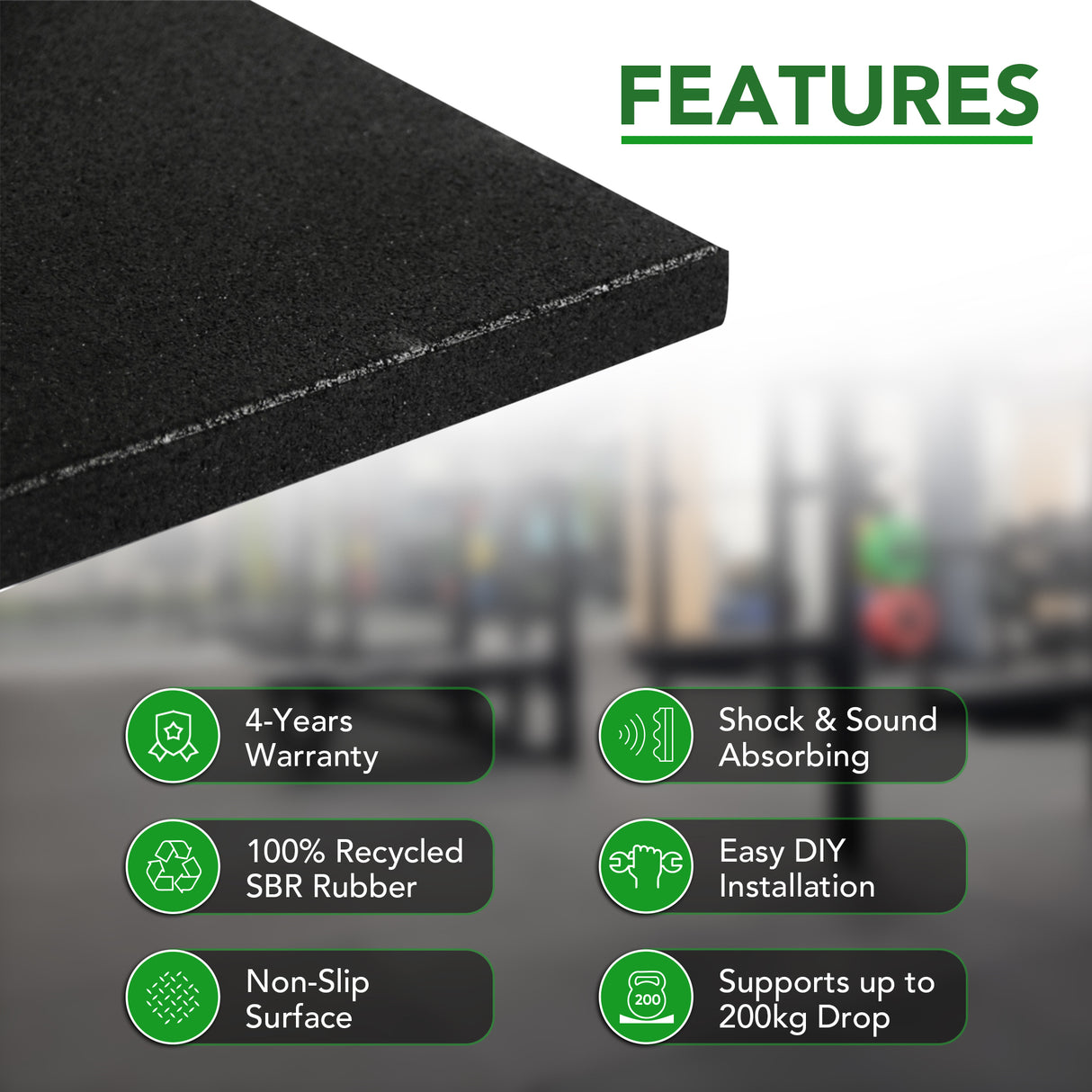 30mm Sprung PRO Anti-Shock Gym Floor Tile