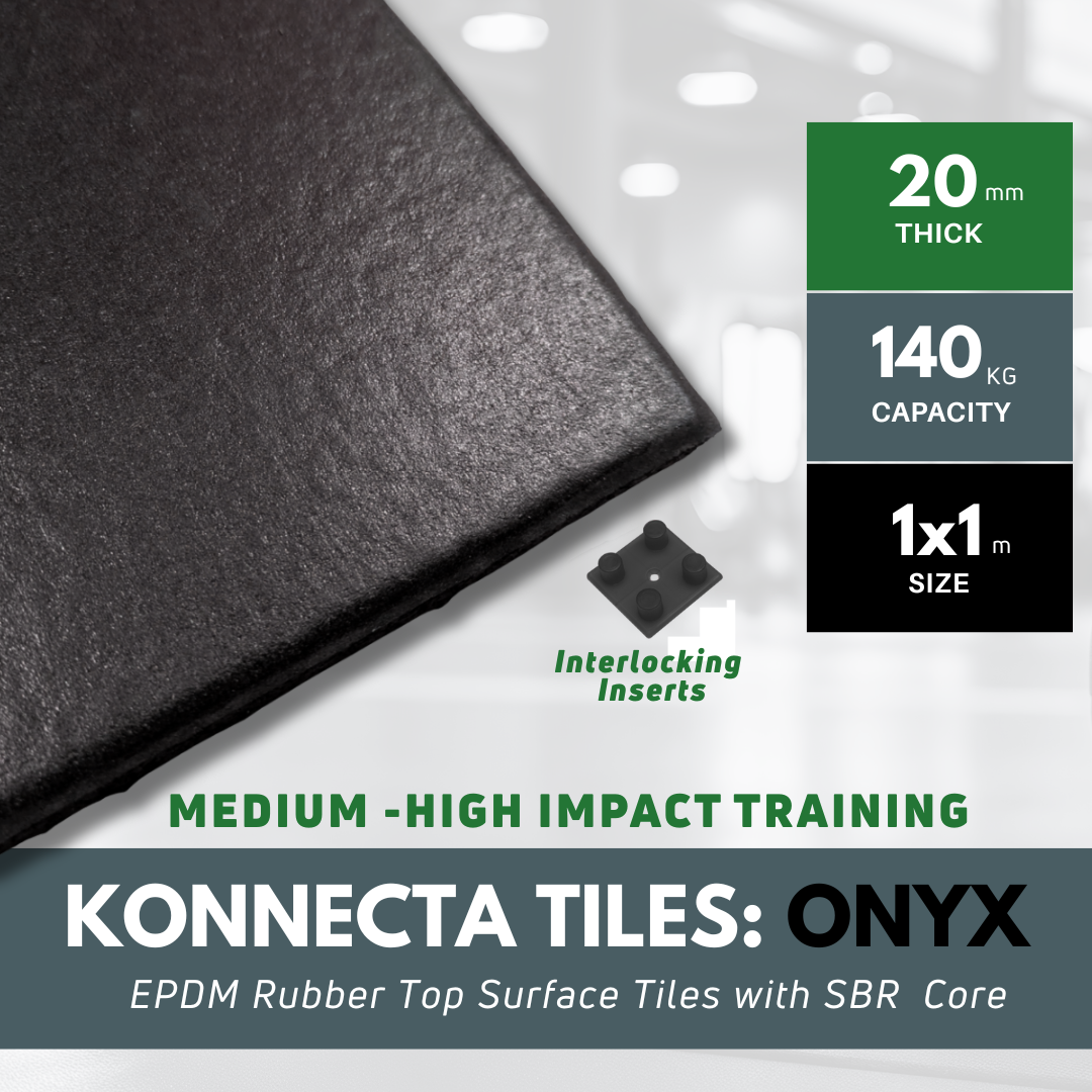 Onyx EPDM Premium Rubber Gym Tiles | 20mm