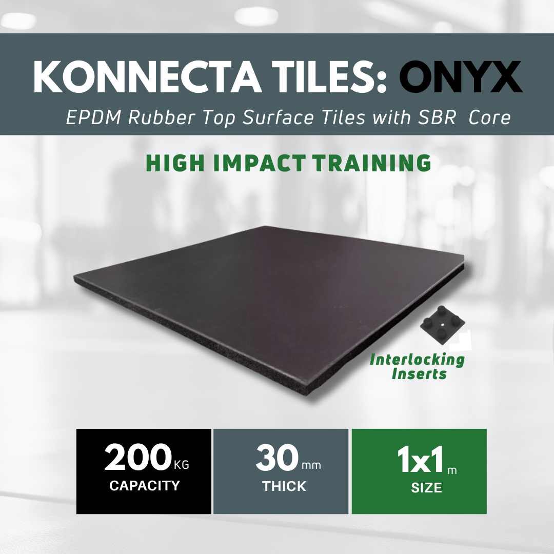 Onyx EPDM Premium Rubber Gym Tiles | 30mm