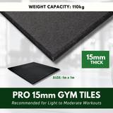 15mm Sprung PRO Gym Flooring - Sprung Rubber Heavy Duty