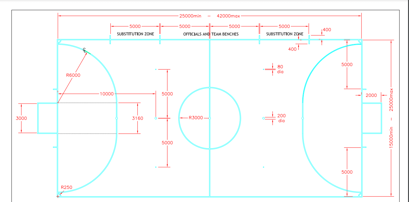 Futsal Outdoor Court System Includes Court Markings Sprung Gym Flooring