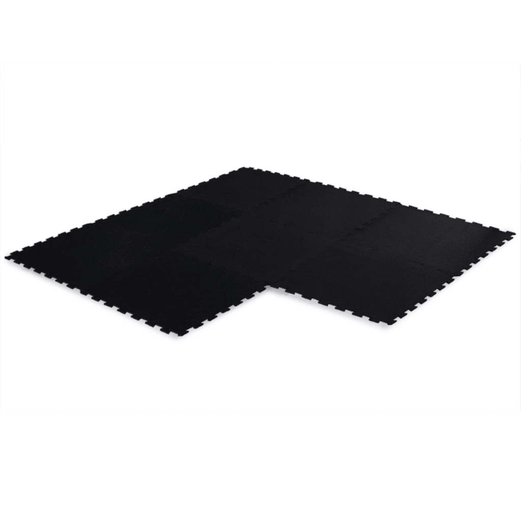 Jet Black Puzzle Interlocking Gym Mats - 1000mm x 1000mm - Sprung Gym Flooring
