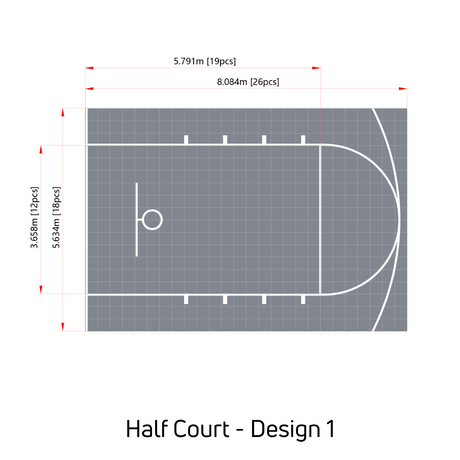 Basketball Court Flooring System - Half Court | Includes Court Markings