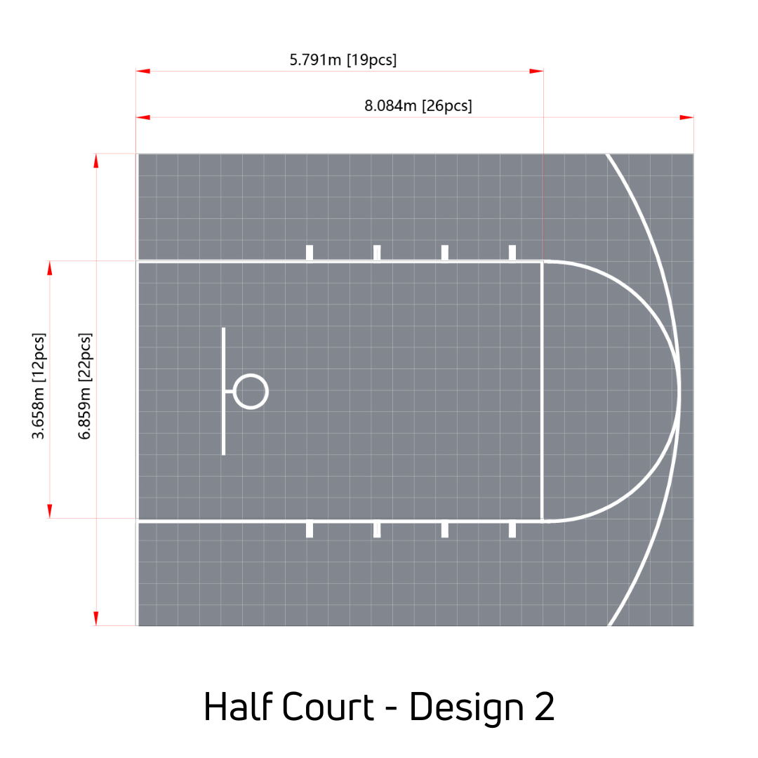 Basketball Court Flooring System - Half Court | Includes Court Markings Sprung Gym Flooring Court Design 2