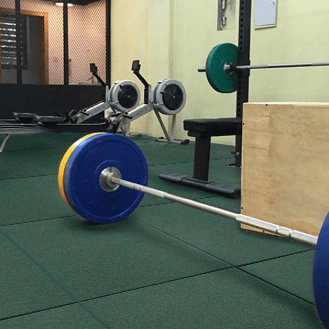 20mm Sprung PRO Green Coloured Gym Tiles