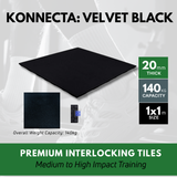 Sprung Konnecta Velvet Black Premium Gym Flooring Mats - 20mm