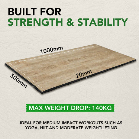 Sprung Konnecta Wood Effect Premium Gym Flooring Mats - 20mm