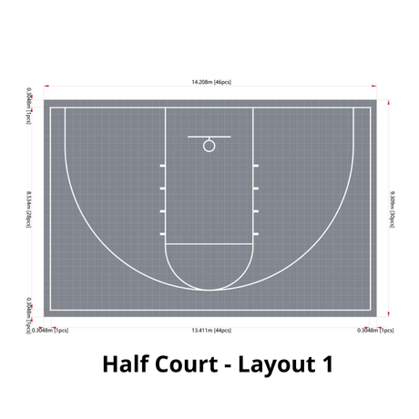 Basketball Court Flooring System - Half Court | Includes Court Markings