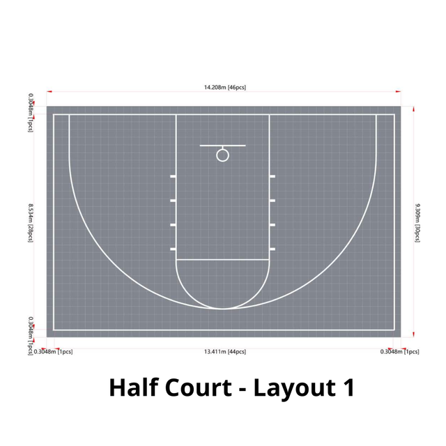 Basketball Court Flooring System - Half Court | Includes Court Marking