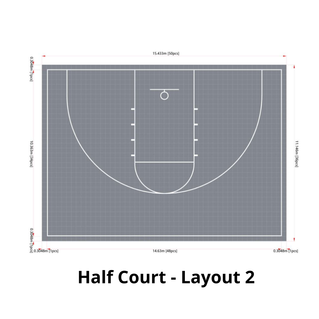Basketball Court Flooring System - Half Court | Includes Court Markings
