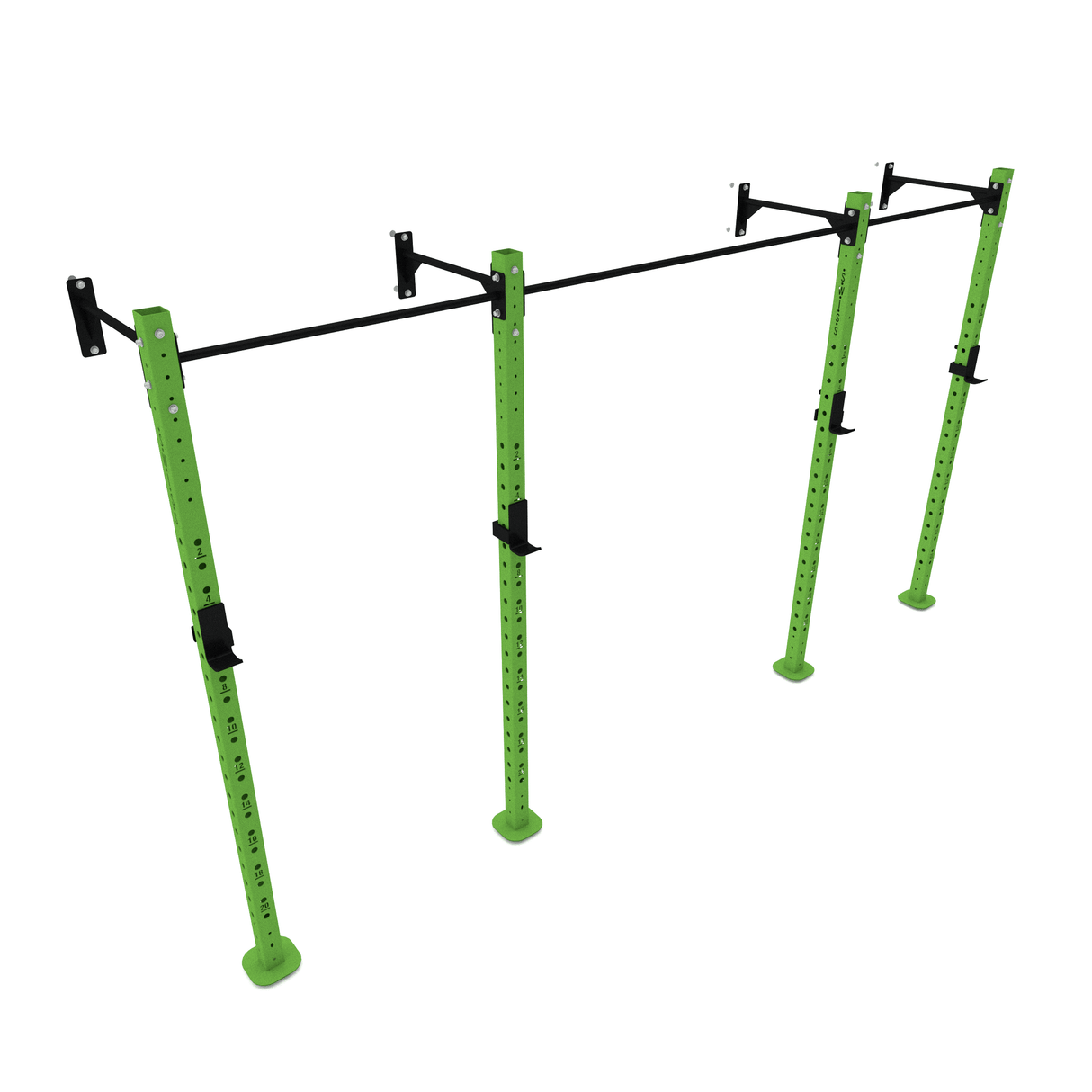 Wall Mounted Rig / Squat Rack (Modular)  SuperStrong Fitness 2 Bay Green 