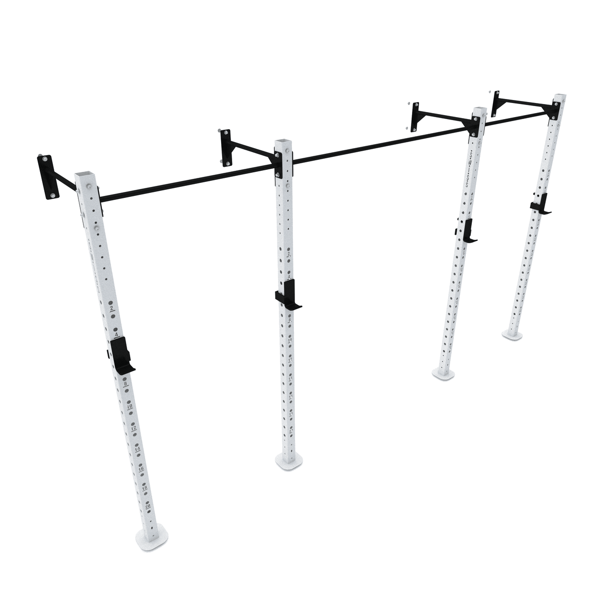 Wall Mounted Rig / Squat Rack (Modular)  SuperStrong Fitness 2 Bay White 