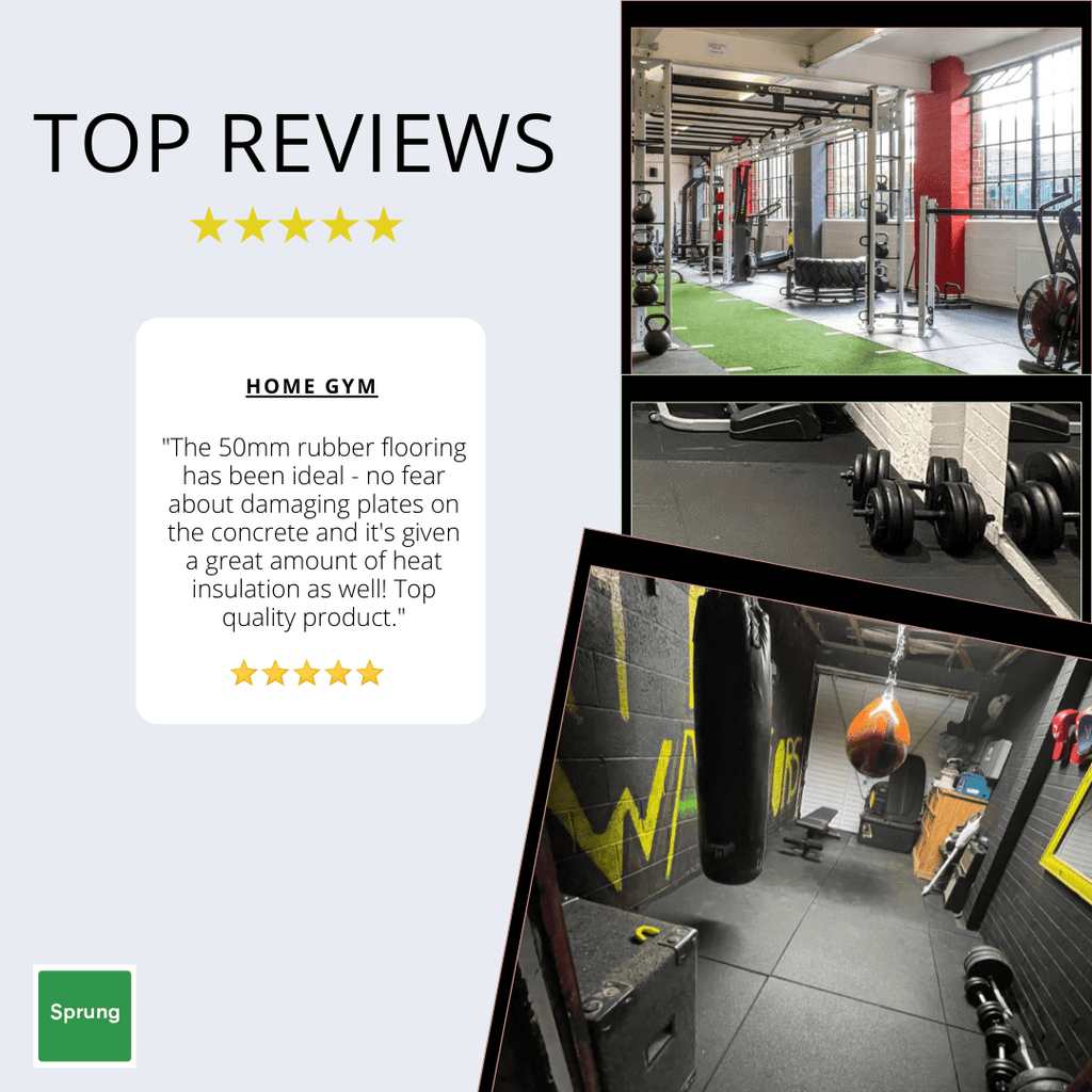 50mm Sprung Rubber Anti-Shock Gym Flooring Tile - Sprung Gym Flooring