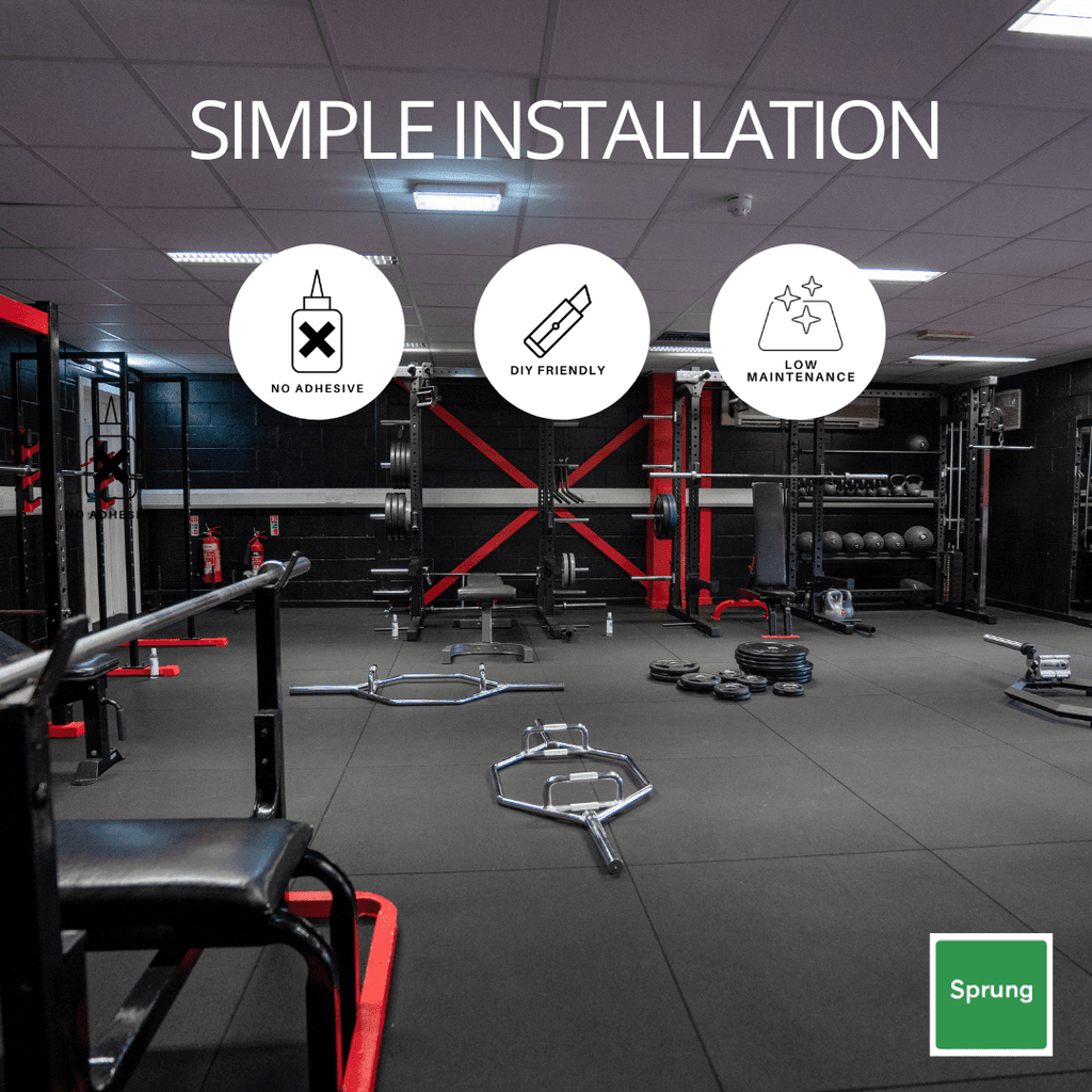11mm Sprung Rubber Heavy Duty Gym Mats - Sprung Gym Flooring